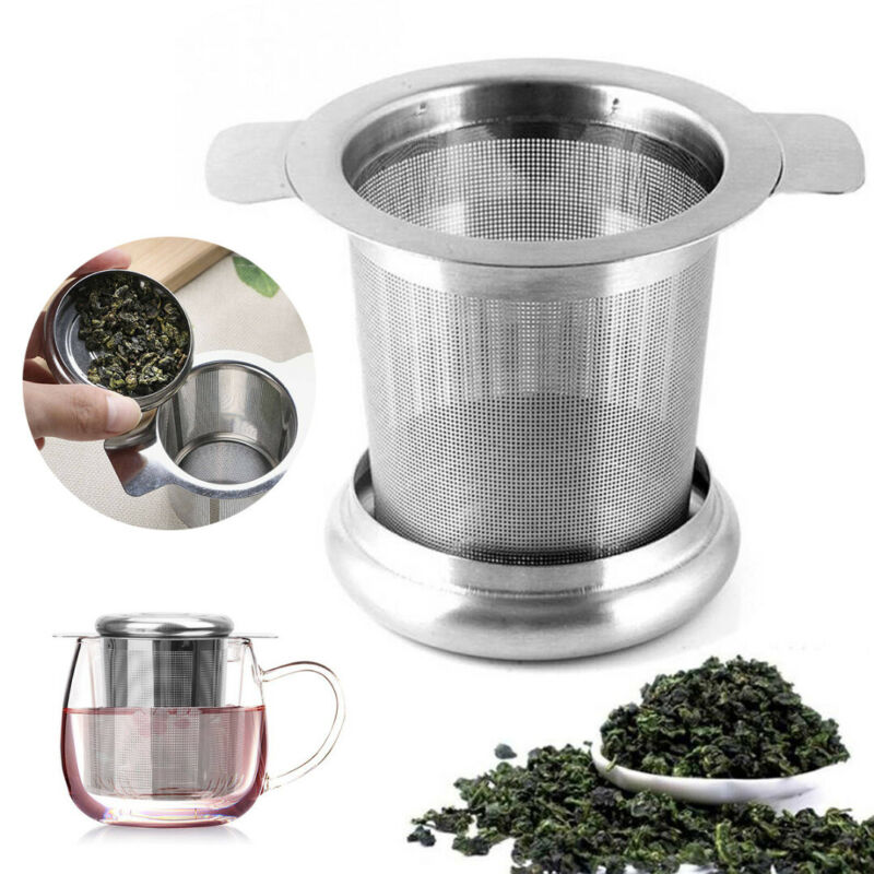 Stainless Steel Mesh Tea Infuser Metal Cup Strainer Loose Leaf Filter W/ Lid