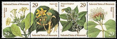 Micronesia 195 (mi368s) - Endemic Flowers "strip Of Four" (pa59847)