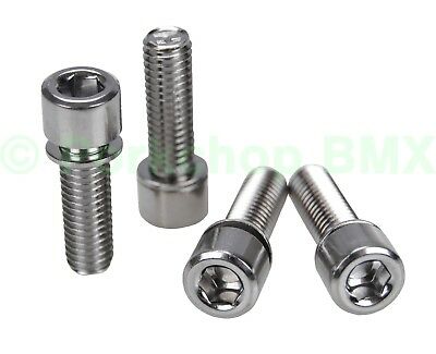 Bmx Bicycle Stem Bolts W/ Built In Washer M8 X 1.25 X 24mm (set Of 4) Chrome
