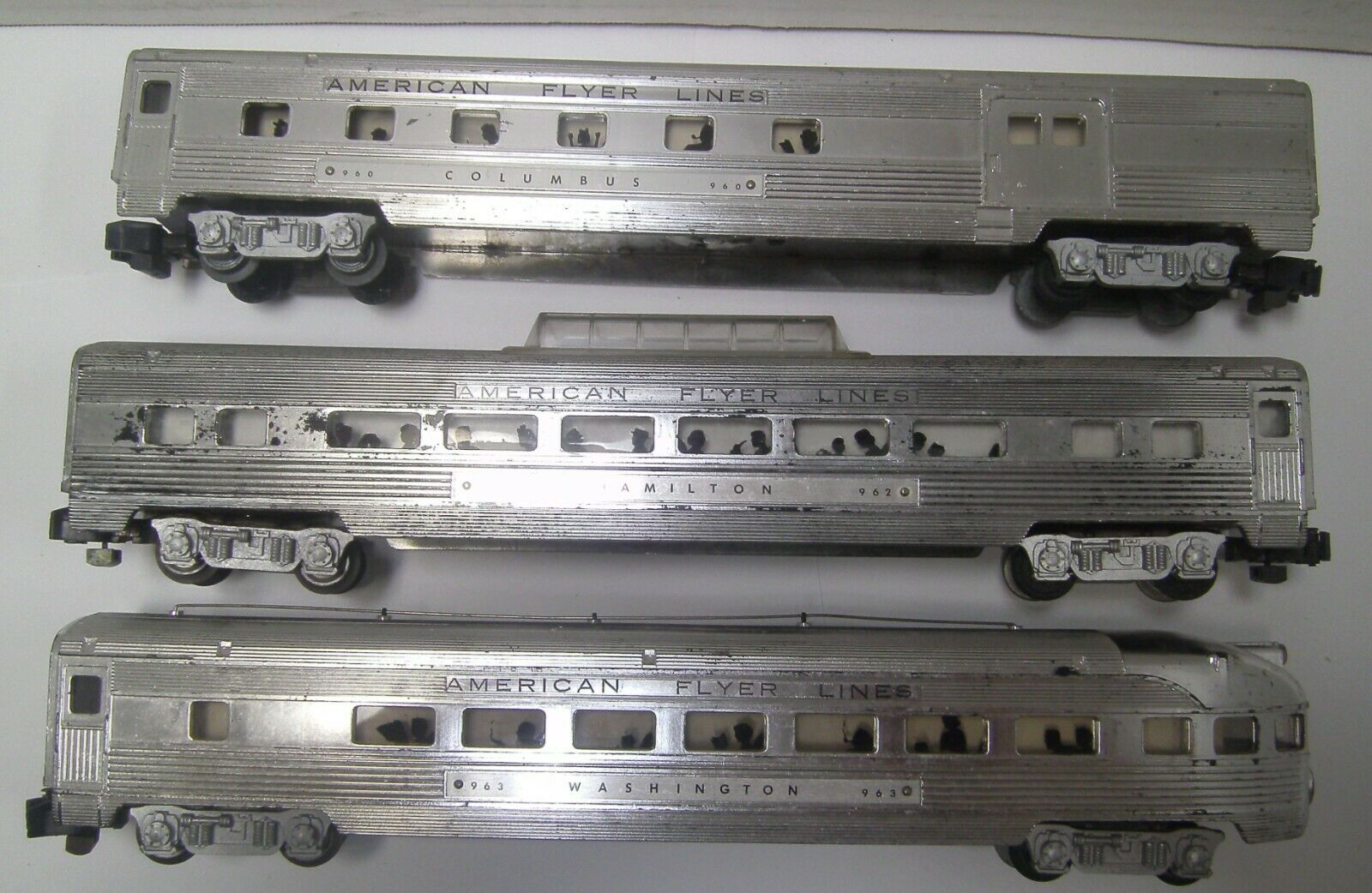 American Flyer 960 962 963 Silver Passenger Cars No Reserve !