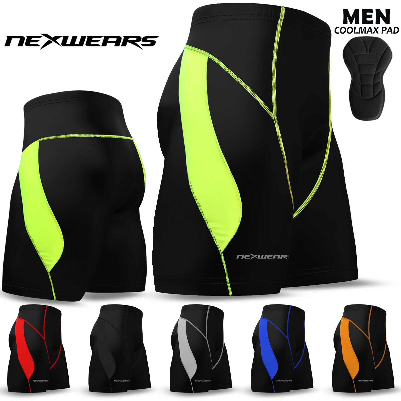 Mens Cycling Shorts Coolmax Compression Padded Mtb Bicycle Bike Short S To 2xl